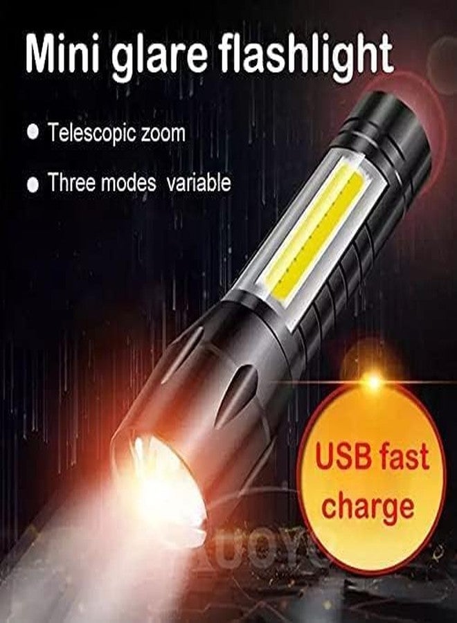 ILIKA USB Rechargeable mini LED Flashlight - Compact COB Work Light with 3 Modes, Waterproof Emergency Torch & Floodlight for Camping, Hiking & Outdoors (Black, 1 Pack) (Small Sun 1pc) - Image 5